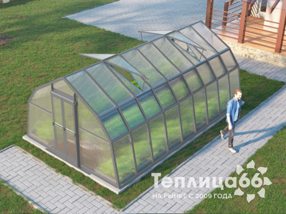 Теплица Рада Таймыр из поликарбоната, 3,5x6 метров, графитовая